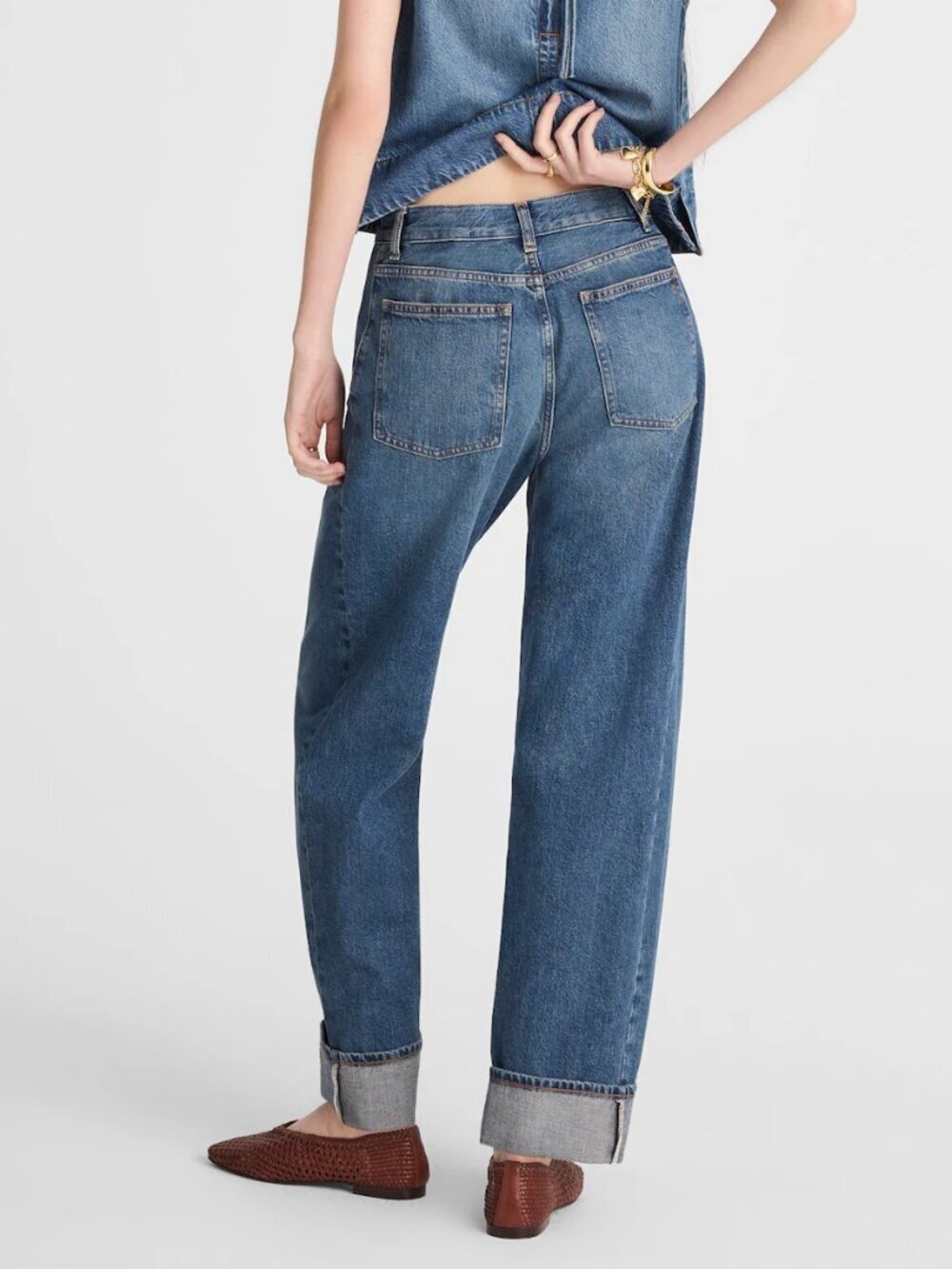 Madewell Pieced Barrel Leg Full Length Button Fly Jeans Size 33 NWT - Picture 2 of 10